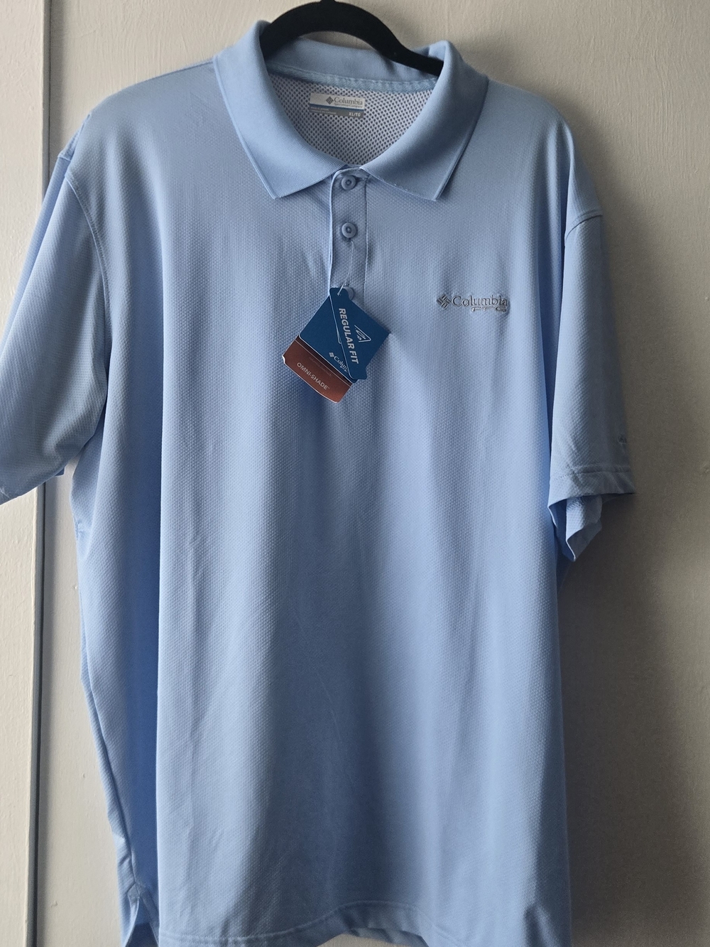 Columbia Light Blue Men's Low Drag Offshore Performance Polo